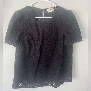 Sezane Annabelle Black Embroidery Blouse